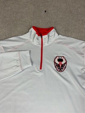 Birmingham Bulls White 1/4 Zip Pullover Size XL Destroyer Rocks Sweater